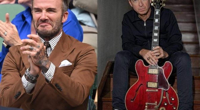 David Beckham pokes fun at City fan Noel Gallagher’s new red signature model