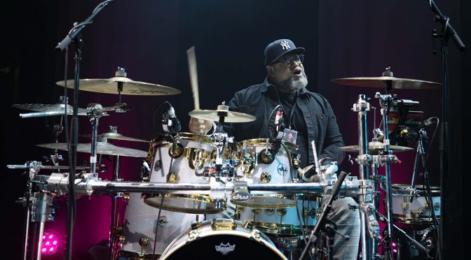 Carlos Hercules and Robert ‘Skins’ Anderson at The UK Drum Show 2023